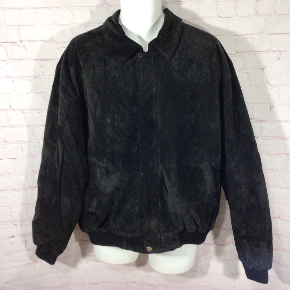 Back Bay Leather Design Black Suede Leather Jacket - Size Large